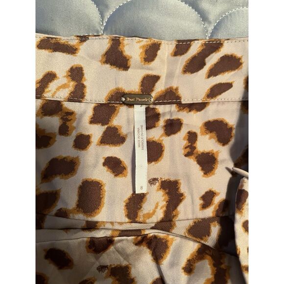 Free People Normani Leopard Print Bias Cut Midi Skirt Size 8 Boho Western Chic - Picture 7 of 7